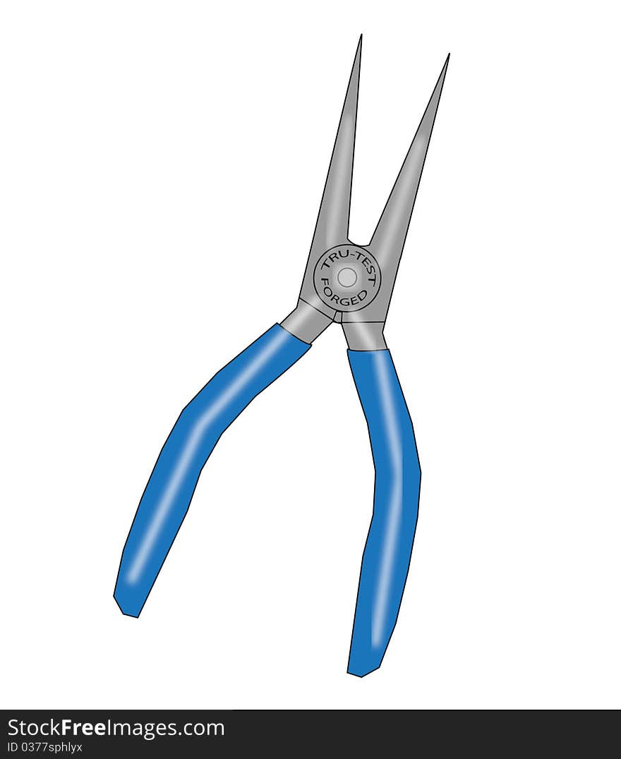 Blue handled metal needle nosed pliers