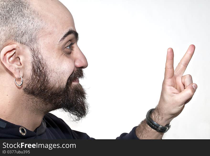 Happy man with a white background