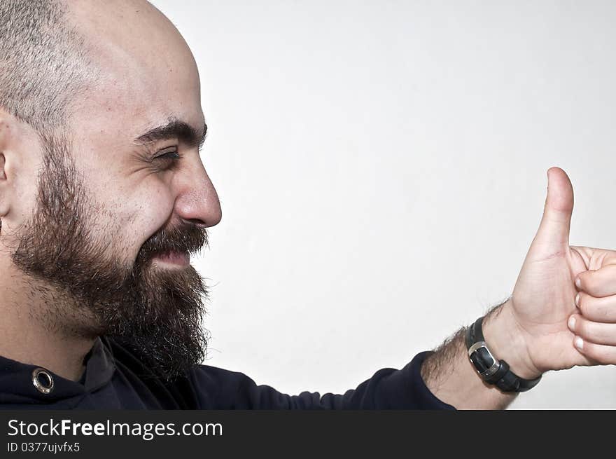 Happy man with a white background