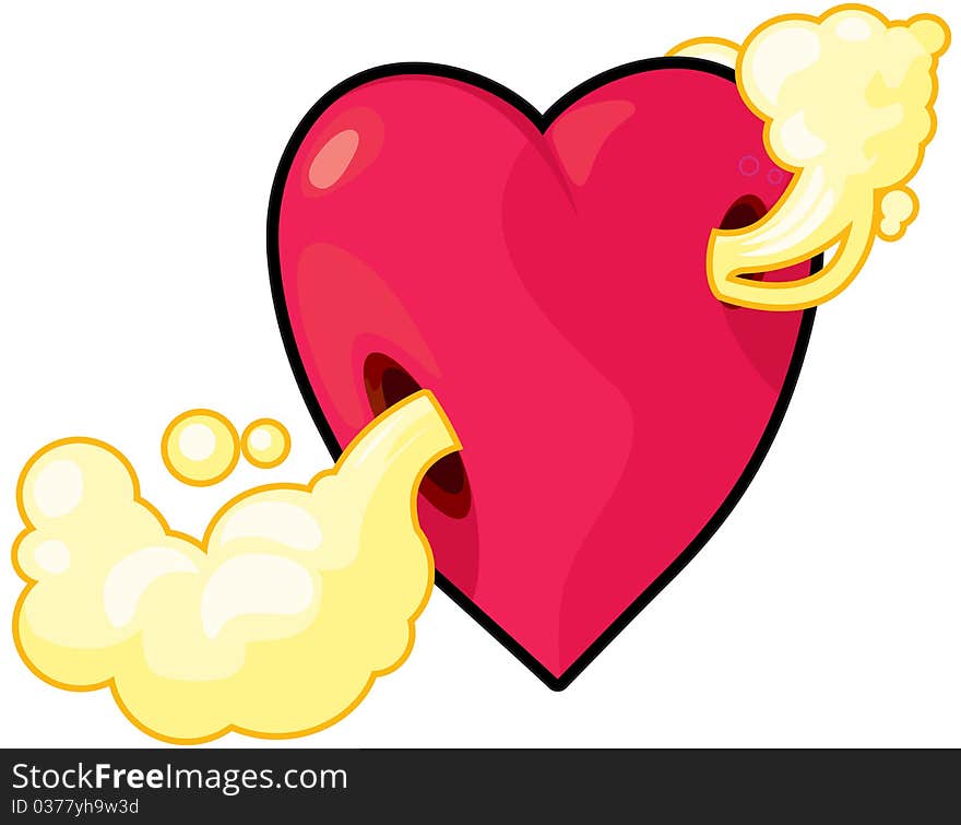 Illustration of isolated cartoon heart on white