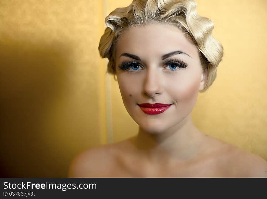 Portrait of beautiful girl with blue eyes