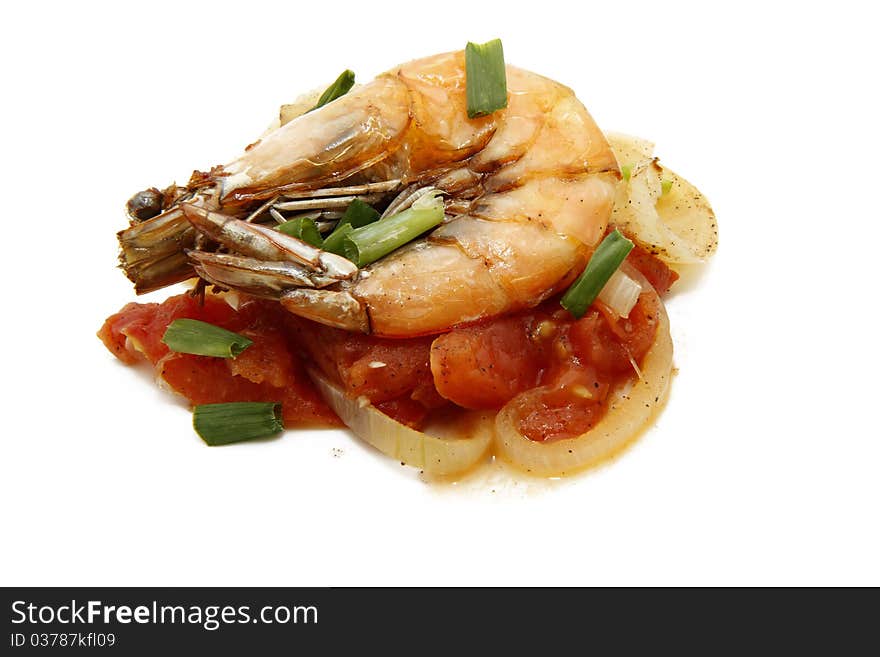 Prawn with tomato sauce