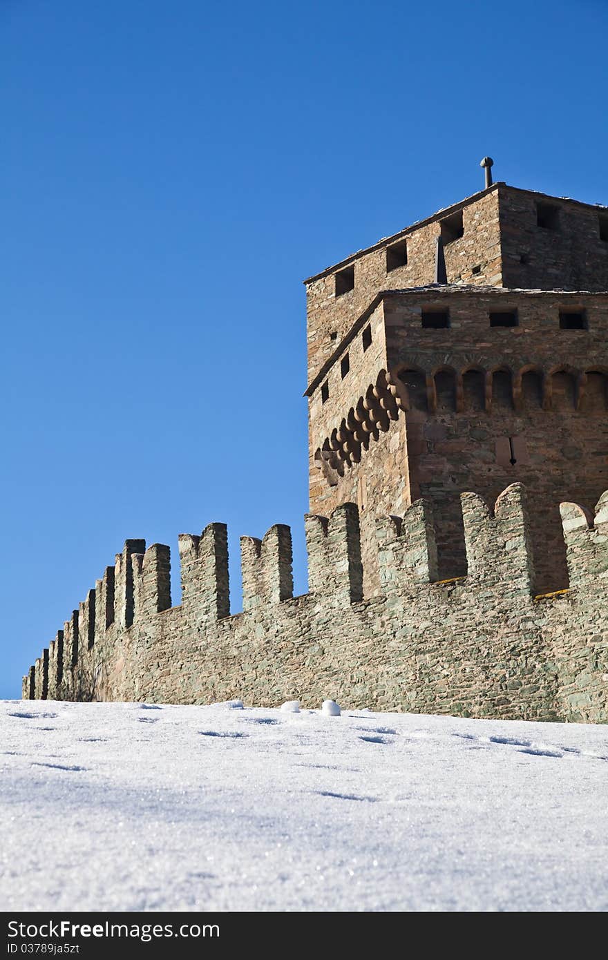 Fenis Castle is one of the most famous castles in Aosta Valley - Italy for its spectacular architecture and its many towers. Fenis Castle is one of the most famous castles in Aosta Valley - Italy for its spectacular architecture and its many towers