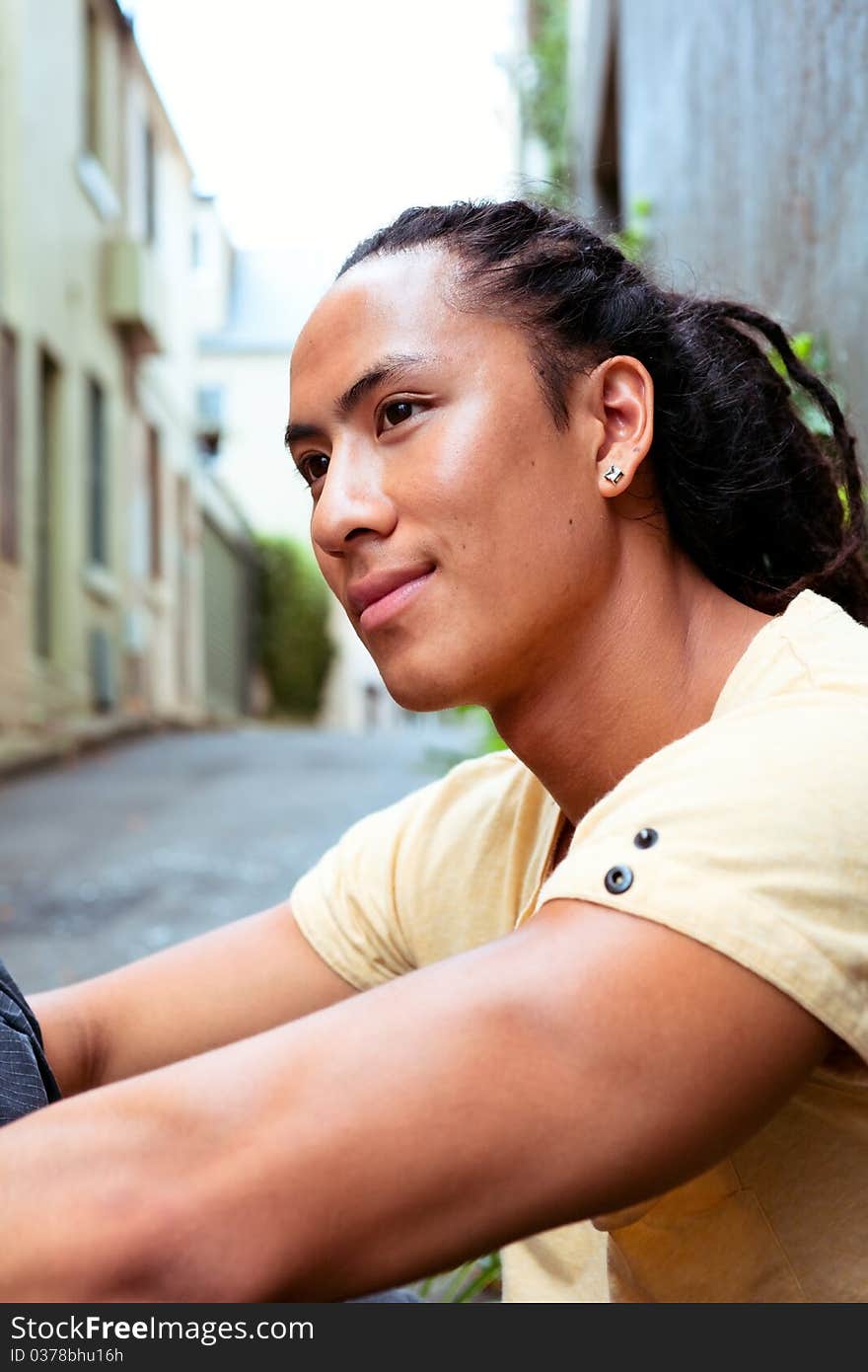 Young Man Resting Outside