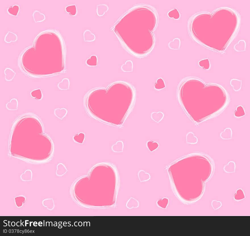 Pink Background With Hearts