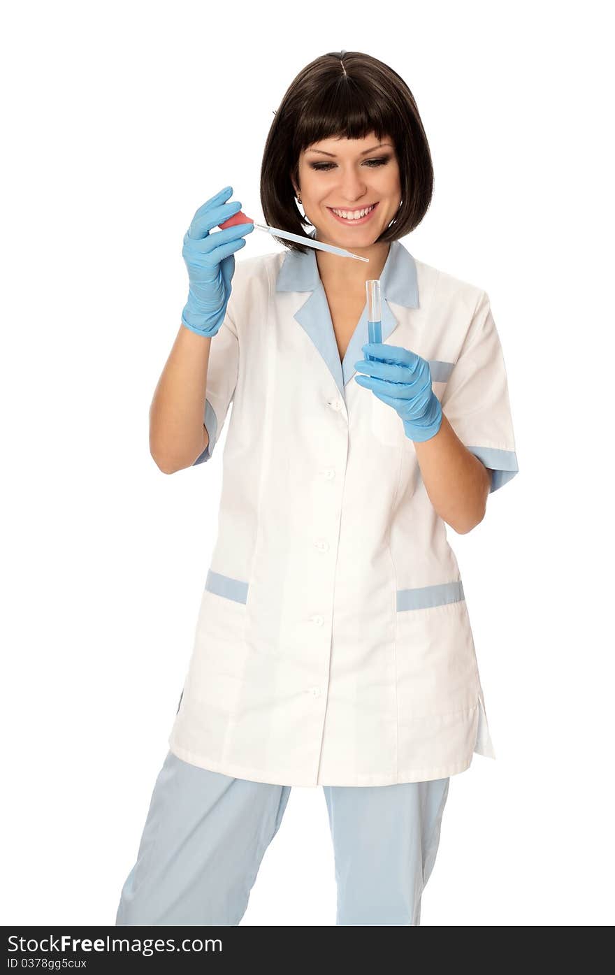 Doctor holds a tube with sample of new antidote