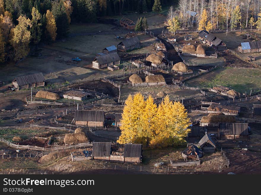 Wooden house of rural china minority village, xinjiang, baihaba. The tuwa minority is famous for their wooden houses. Wooden house of rural china minority village, xinjiang, baihaba. The tuwa minority is famous for their wooden houses.