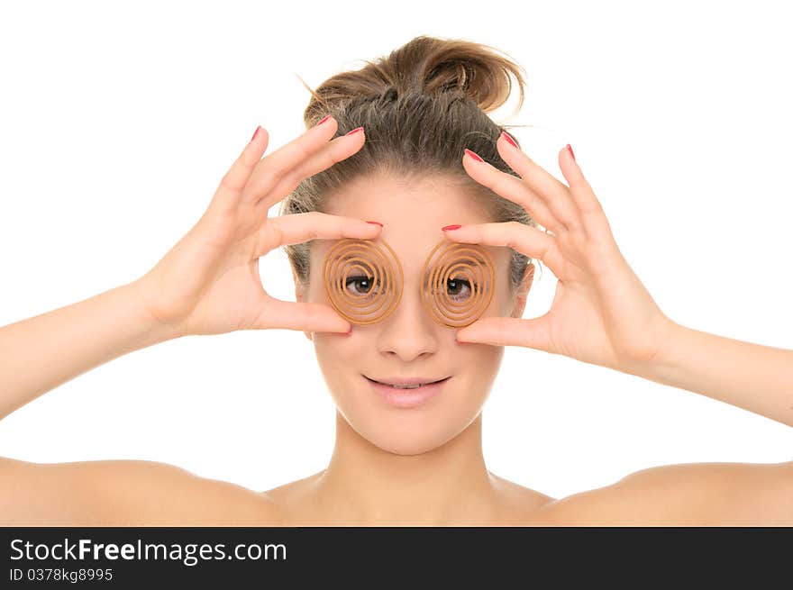 Young Woman Holds Spiral Aromas