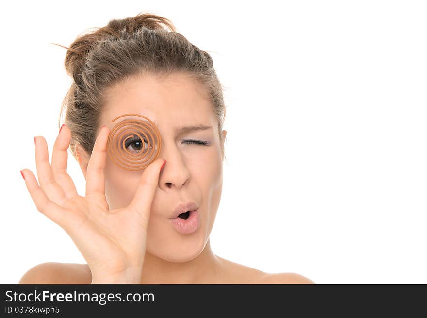 Young woman holds spiral aromas