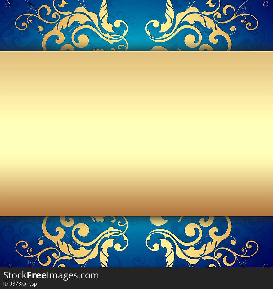 An elegant background in blue and golden colors with copy space. An elegant background in blue and golden colors with copy space