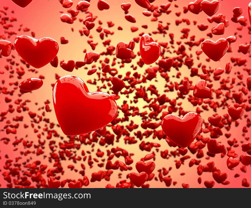 Glossy hearts Abstract Background (Depth of Field)