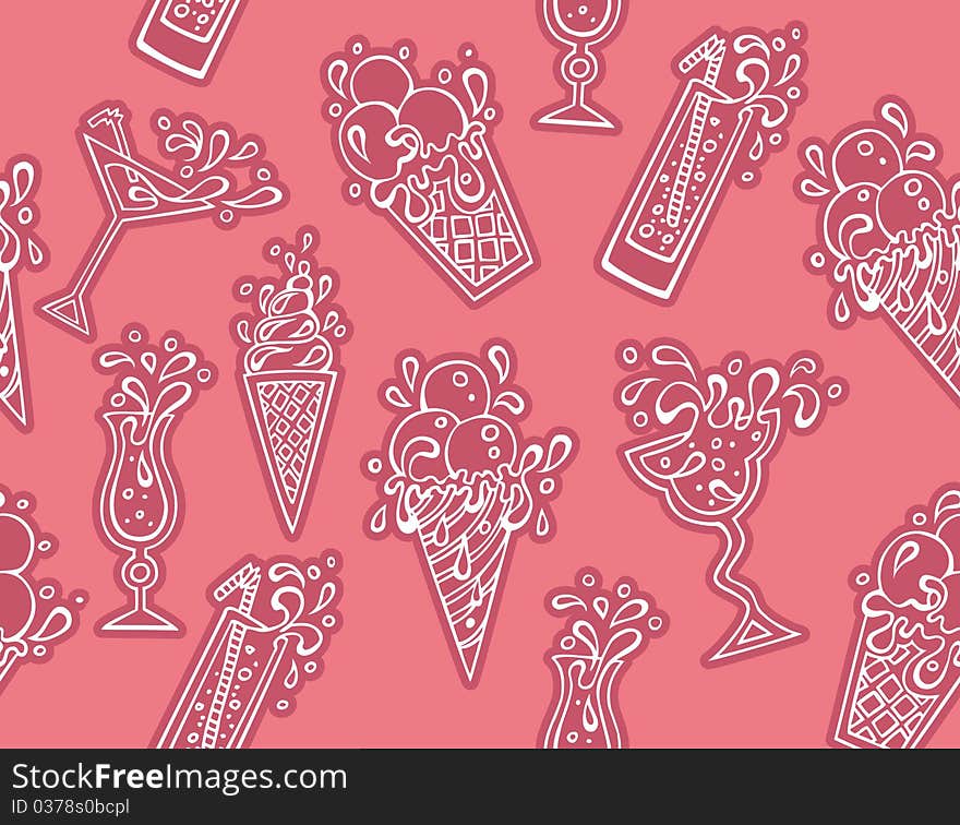 Vector illustration of Cocktails icons pattern