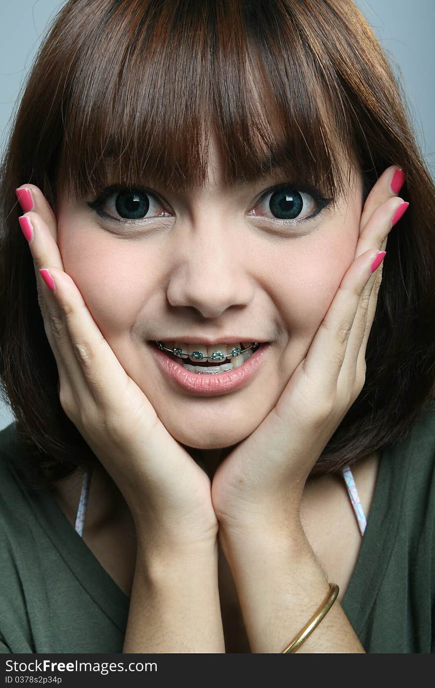 Portrait of a girl in surprise pose. Portrait of a girl in surprise pose