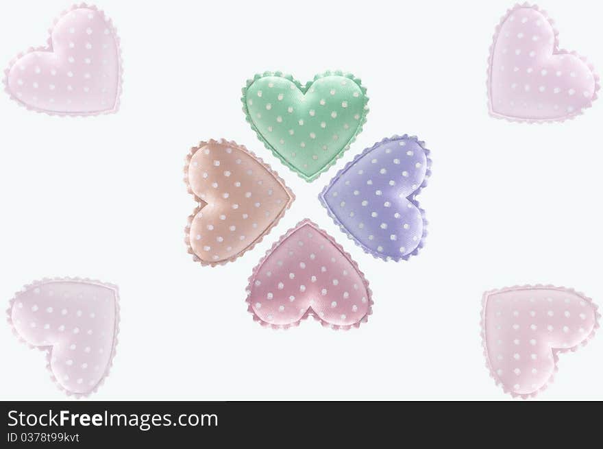 Candy White dot Hearts with isolated background