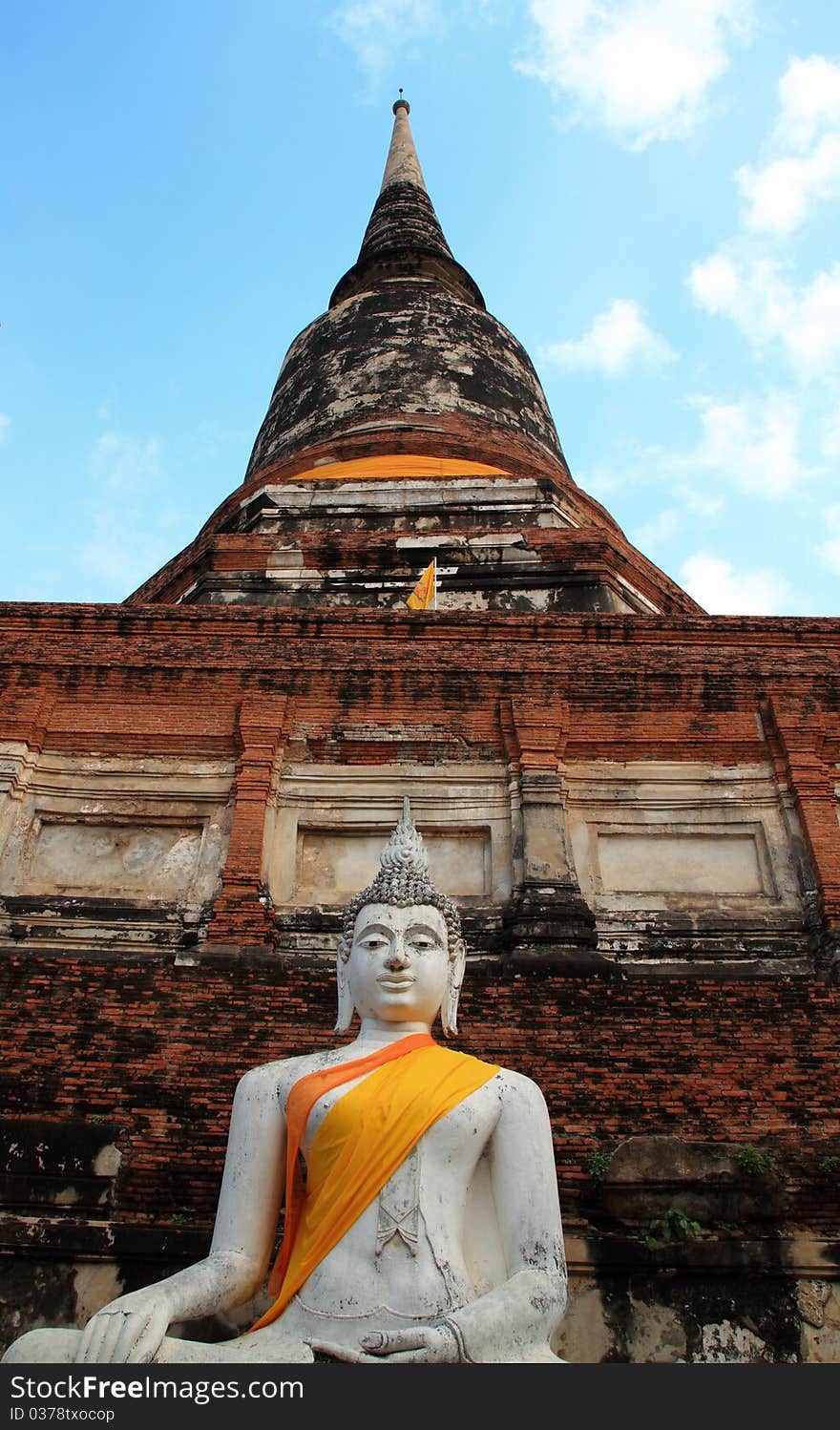 Buddha Statue With Thai Ancient City Background