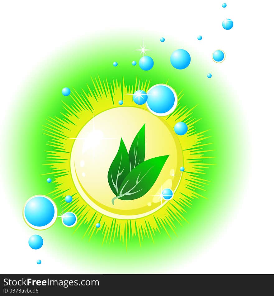 Transparent yellow ball with green sprout inside, symbol of new life. Transparent yellow ball with green sprout inside, symbol of new life