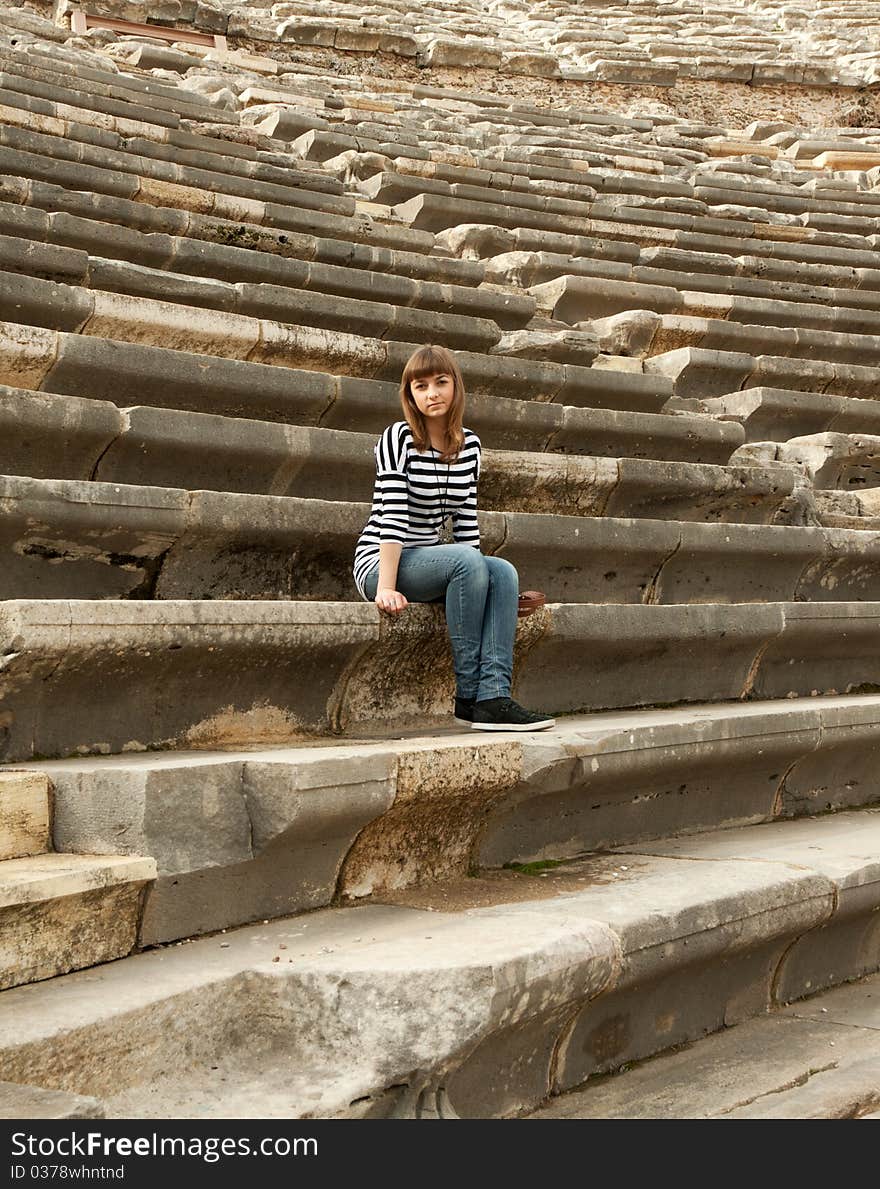 Girl in the amphitheater