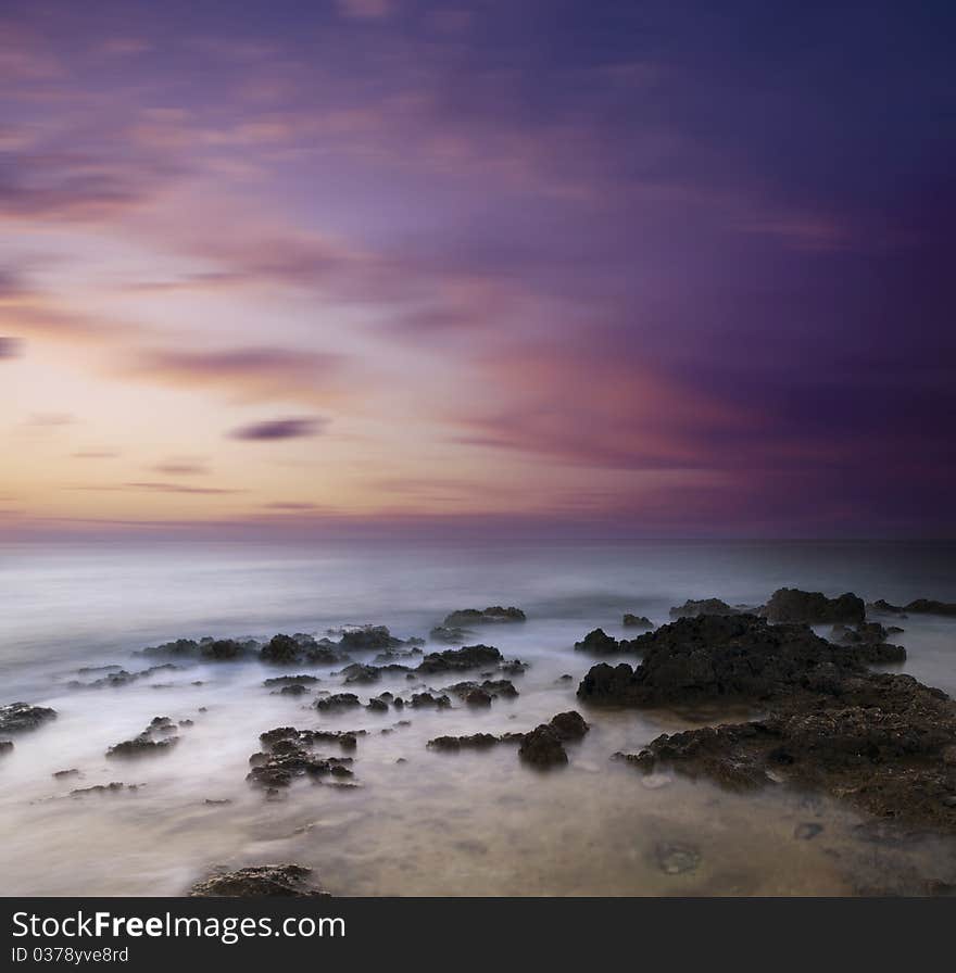 Sea coast after a sunset. Sea coast after a sunset