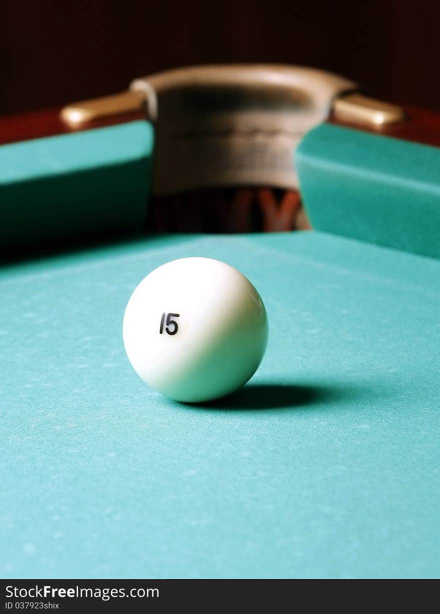 The billiard sphere costs near a billiard pocket. The billiard sphere costs near a billiard pocket