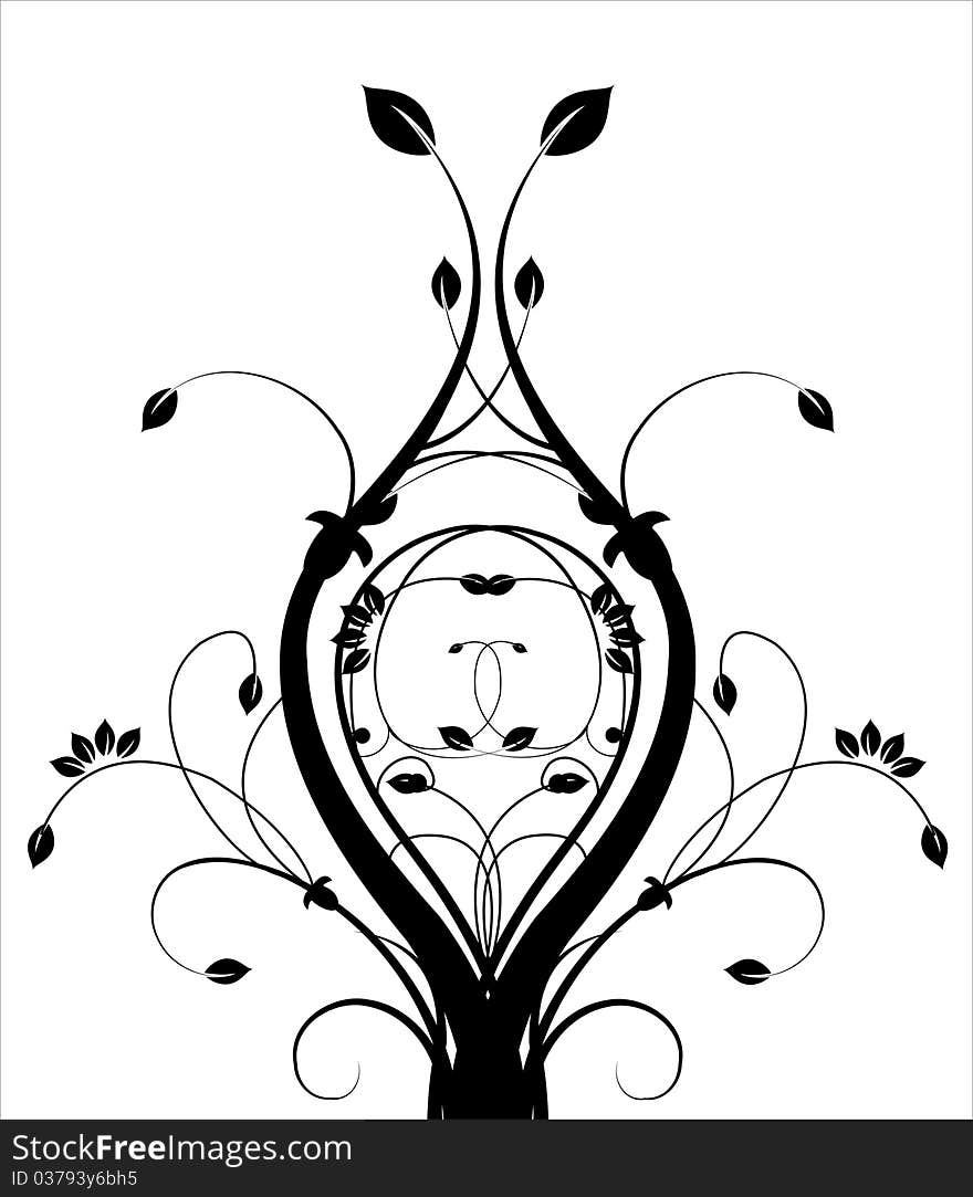 Floral black and white abstract ornate background. Floral black and white abstract ornate background