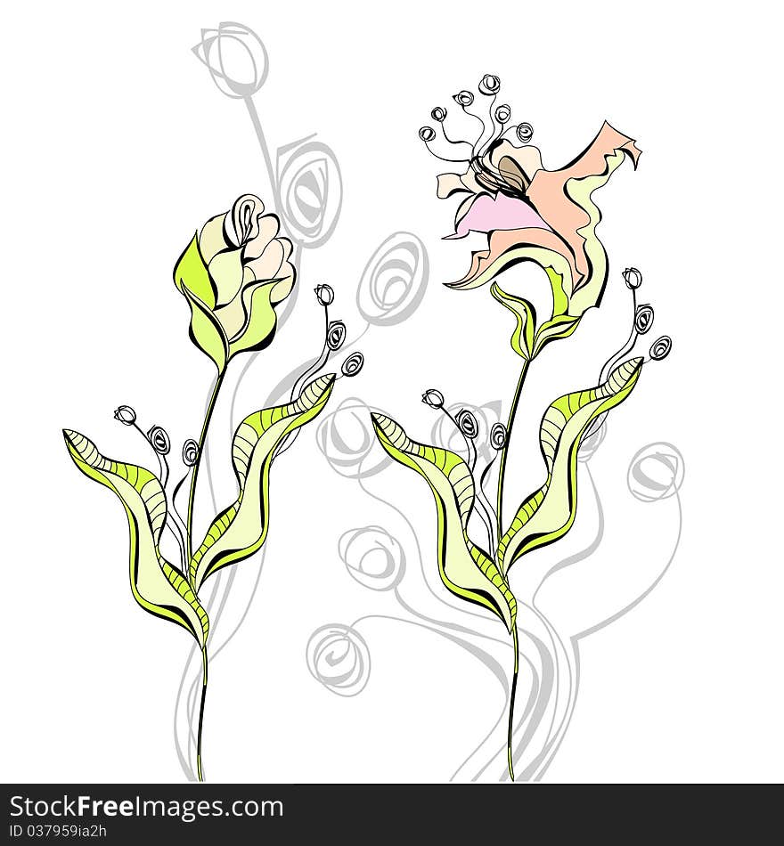 Two flowers. Universal template for greeting card, web page, background