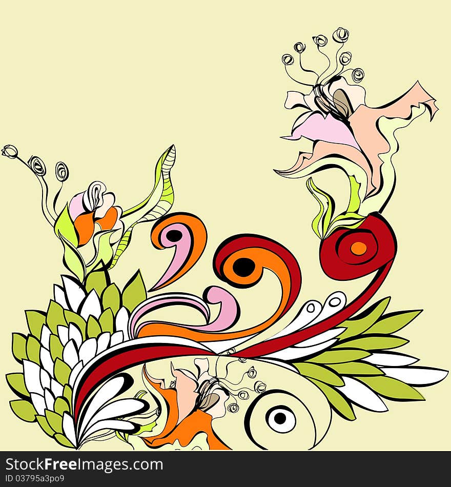 Background with floral element. Universal template for greeting card, web page, background