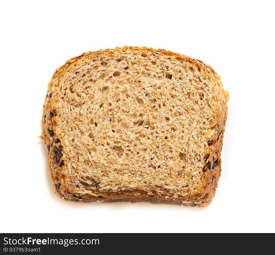 A piece of bread isolated on white background