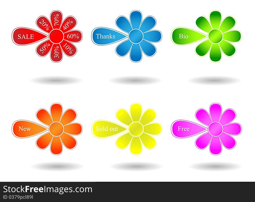 Vector set with flower labels. Vector set with flower labels