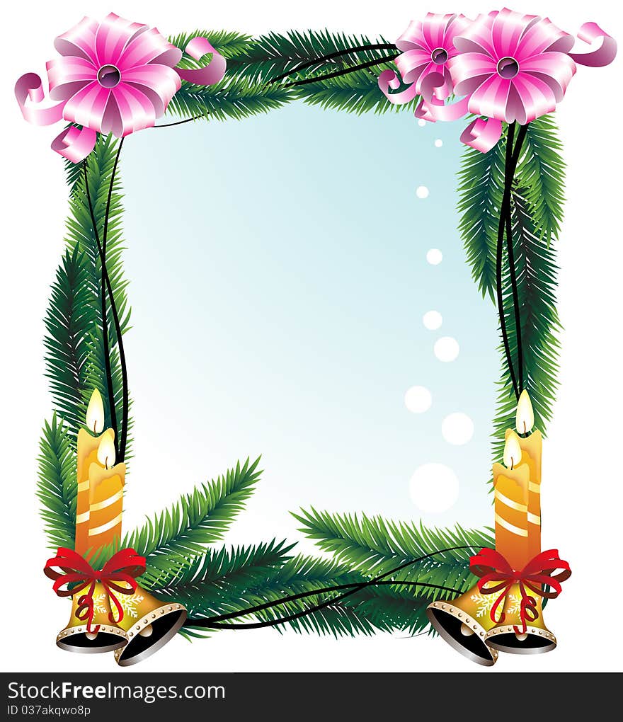 Festive wreath with bright decorations. Greeting Card. Festive wreath with bright decorations. Greeting Card.