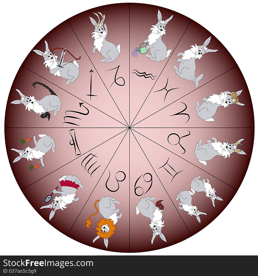 Rabbit - symbol of year 2011 - charactered as Zodiac signs. Vector illustration. Rabbit - symbol of year 2011 - charactered as Zodiac signs. Vector illustration.