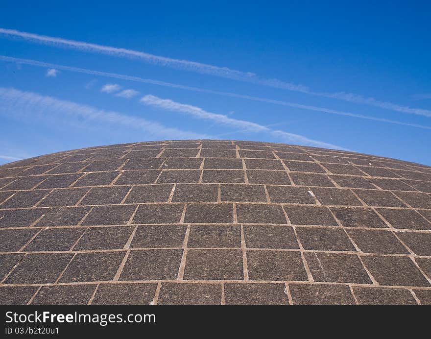 Bricks and blue sky. Background