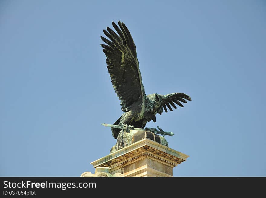 Sculpture of hungarian turul. Budapest. Turul is a bird from the hungarian myths. Sculpture of hungarian turul. Budapest. Turul is a bird from the hungarian myths.