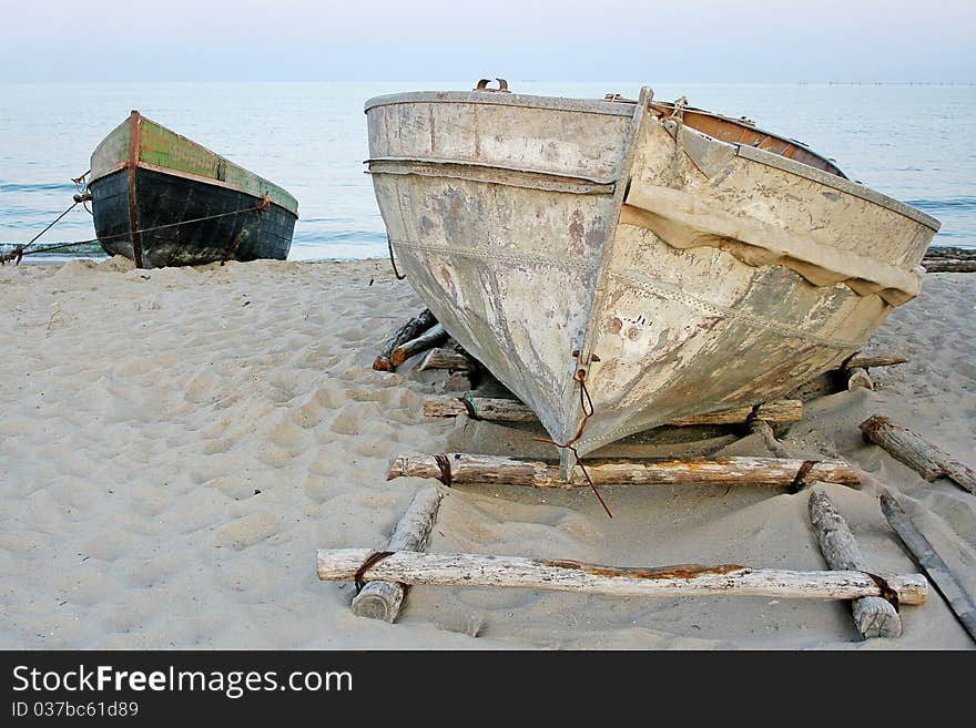 Two boat on the seashore