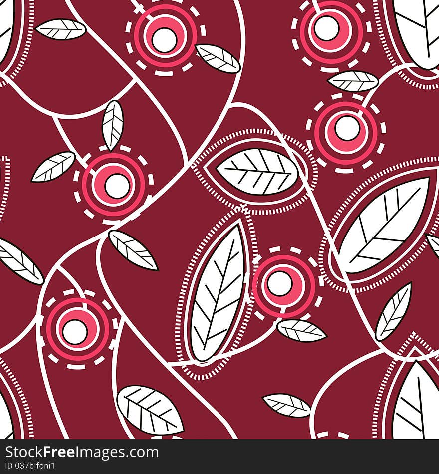 Abstract seamless texture in red colors with berry anf flowers. Abstract seamless texture in red colors with berry anf flowers