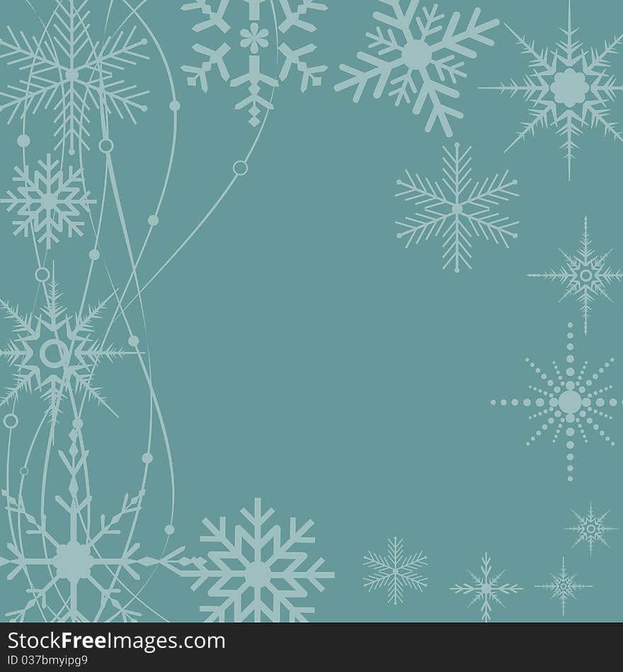 Blue snowflakes for winter postcard. Blue snowflakes for winter postcard