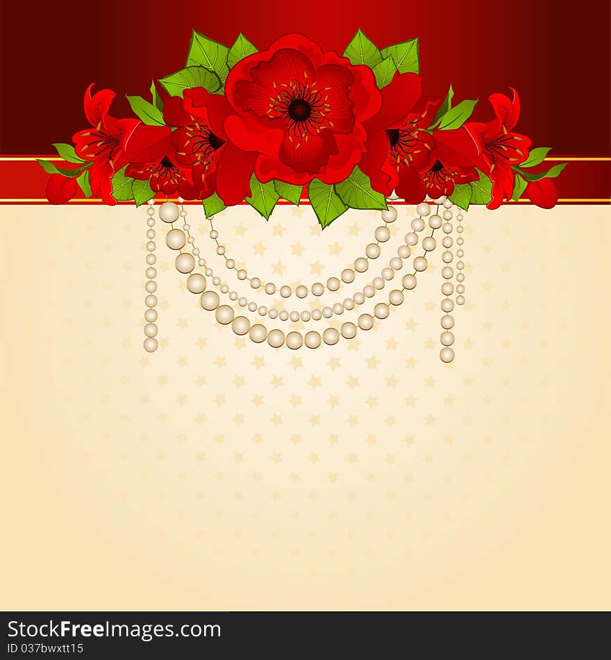 Background with beautiful red poppy