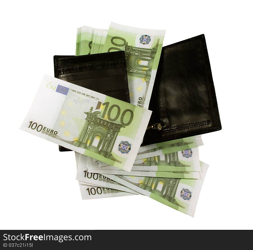 Black Purse With Lots Of Banknotes