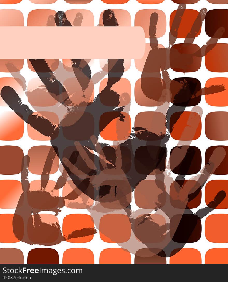 Abstract grunge a background with prints of hands. Vector illustratiion. Abstract grunge a background with prints of hands. Vector illustratiion