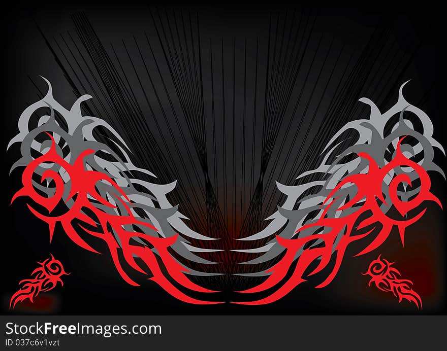 Red and black tribal- background illustration