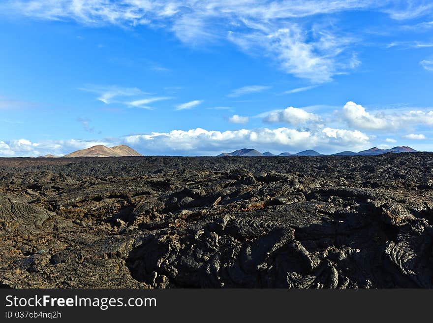 Stones of volcanic flow give a beautiful natural structure