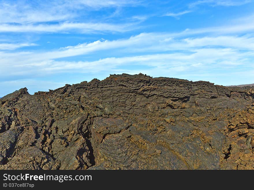 Stones of volcanic flow give a beautiful natural structure