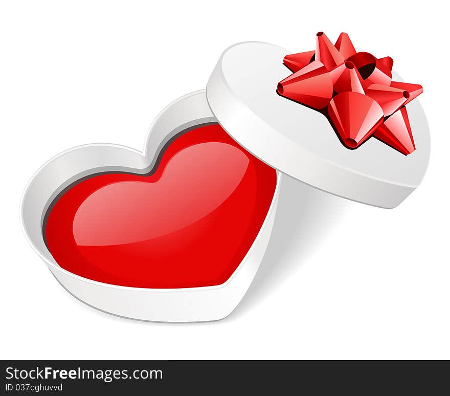 Open gift heart with red heart Valentine's day illustration