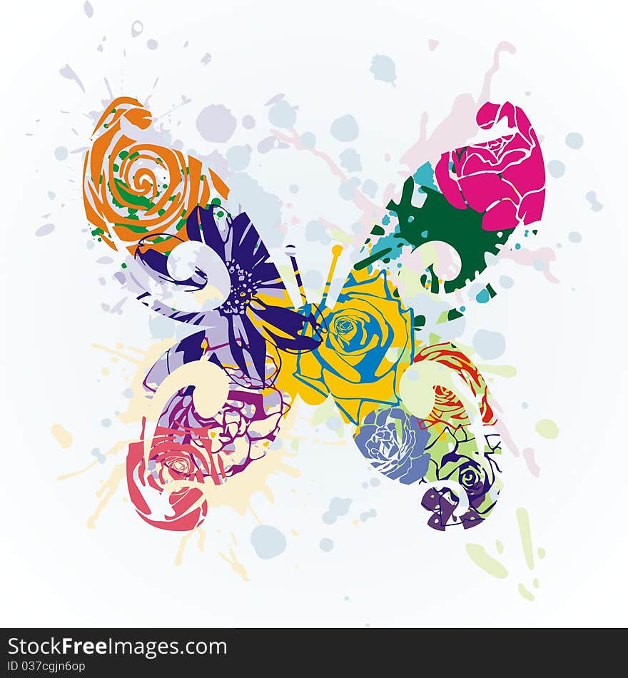 Colorful beautiful butterfly on white background. Vector illustration. Colorful beautiful butterfly on white background. Vector illustration