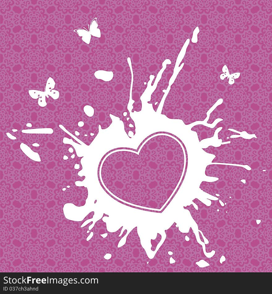 Heart on violet background which consist of flowers. Vector illustration. Heart on violet background which consist of flowers. Vector illustration