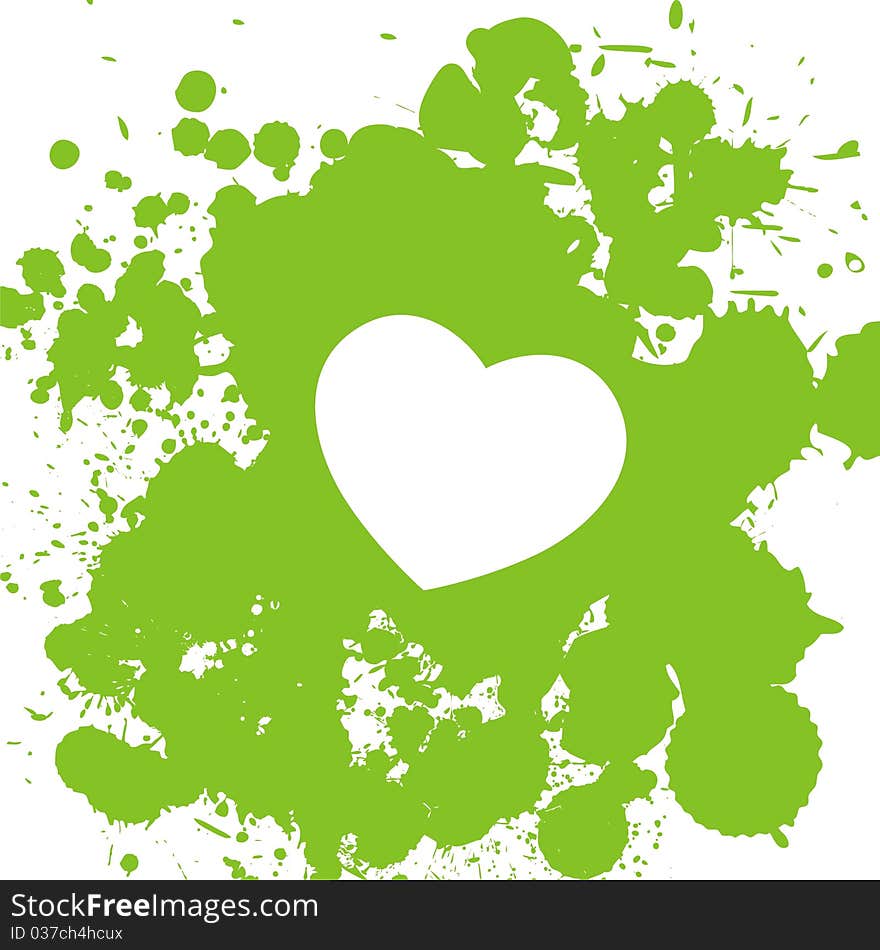 White heart on background which consist of green drops. Vector illustration. White heart on background which consist of green drops. Vector illustration