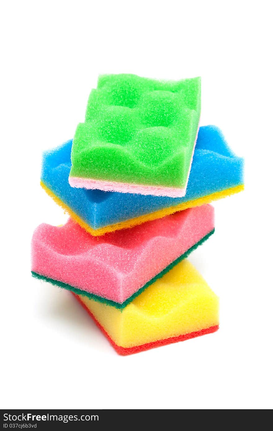 Red, yellow, green and blue sponge