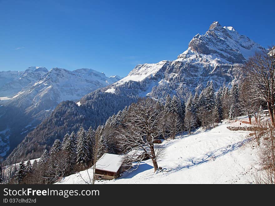 Typical swiss winter season landscape. January 2011, Switzerland. Typical swiss winter season landscape. January 2011, Switzerland.