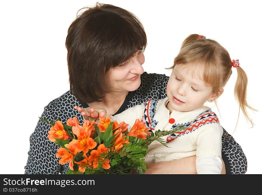 Grandmother and granddaughter looking bunch