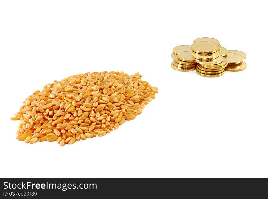 Grain of wheat and metal coins