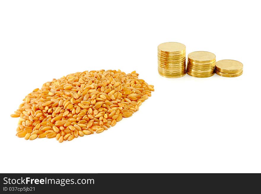 Grain of wheat and metal coins